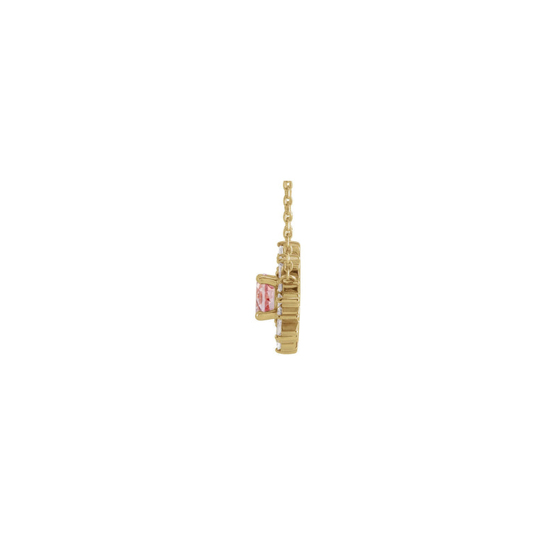 Natural Pink Morganite and Diamond Starburst Necklace (14K) side - Popular Jewelry - New York