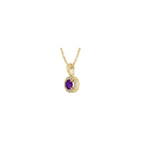 Natural Round Amethyst and Diamond Halo Necklace (14K) diagonal - Popular Jewelry - Newyork