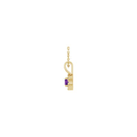 Natural Round Amethyst and Diamond Halo Necklace (14K) side - Popular Jewelry - Novjorko