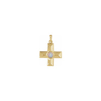 Natural White Opal Gratitude Cross Pendant (14K) front - Popular Jewelry - New York