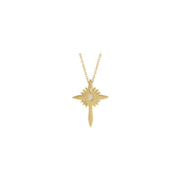 Natural White Opal ug Diamond Nativity Cross Necklace (14K) likod - Popular Jewelry - New York