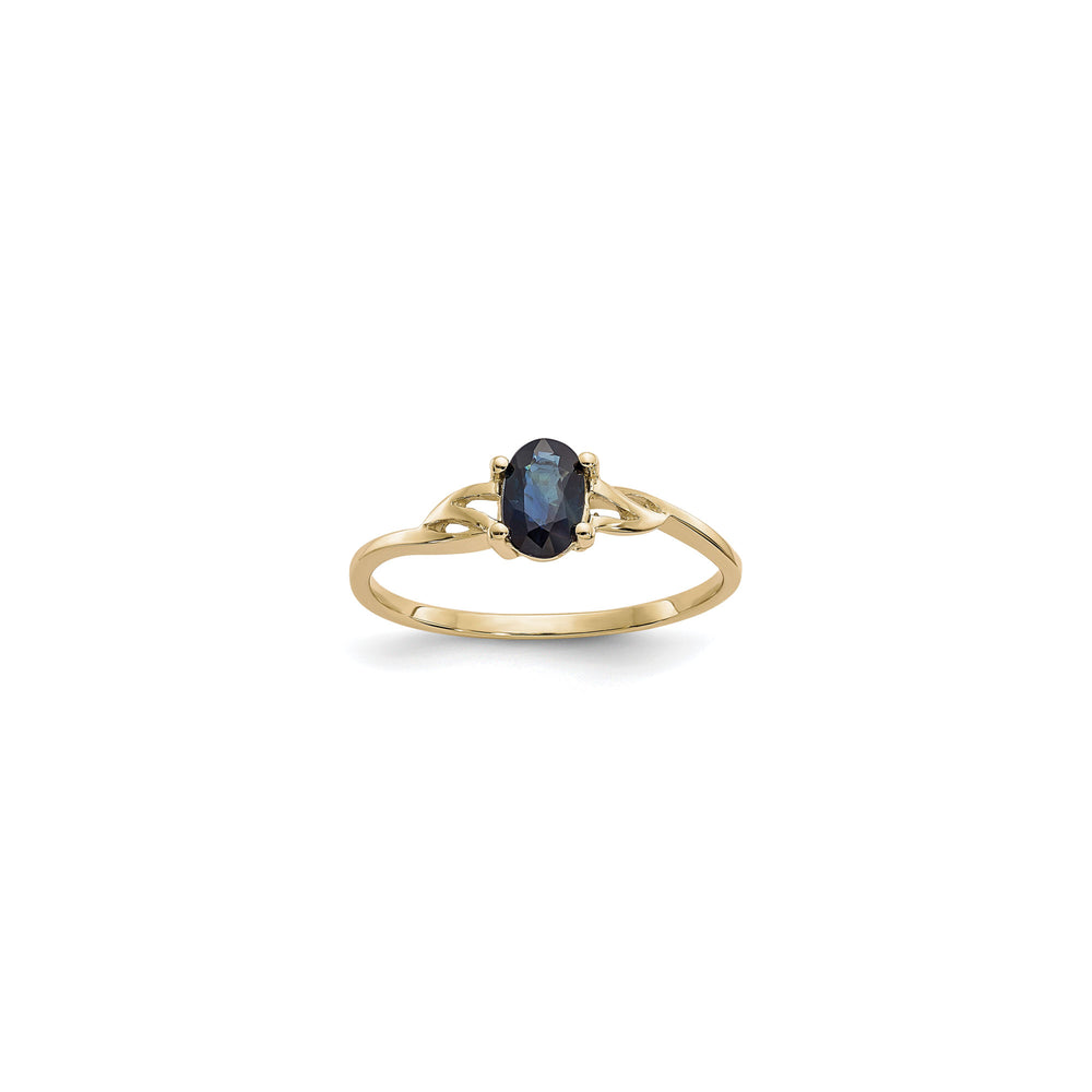 Oval Blue Sapphire Solitaire Ring (14K) front - Popular Jewelry - New York