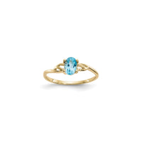 Oval Blue Zircon Solitaire Ring (14K) front - Popular Jewelry - New York
