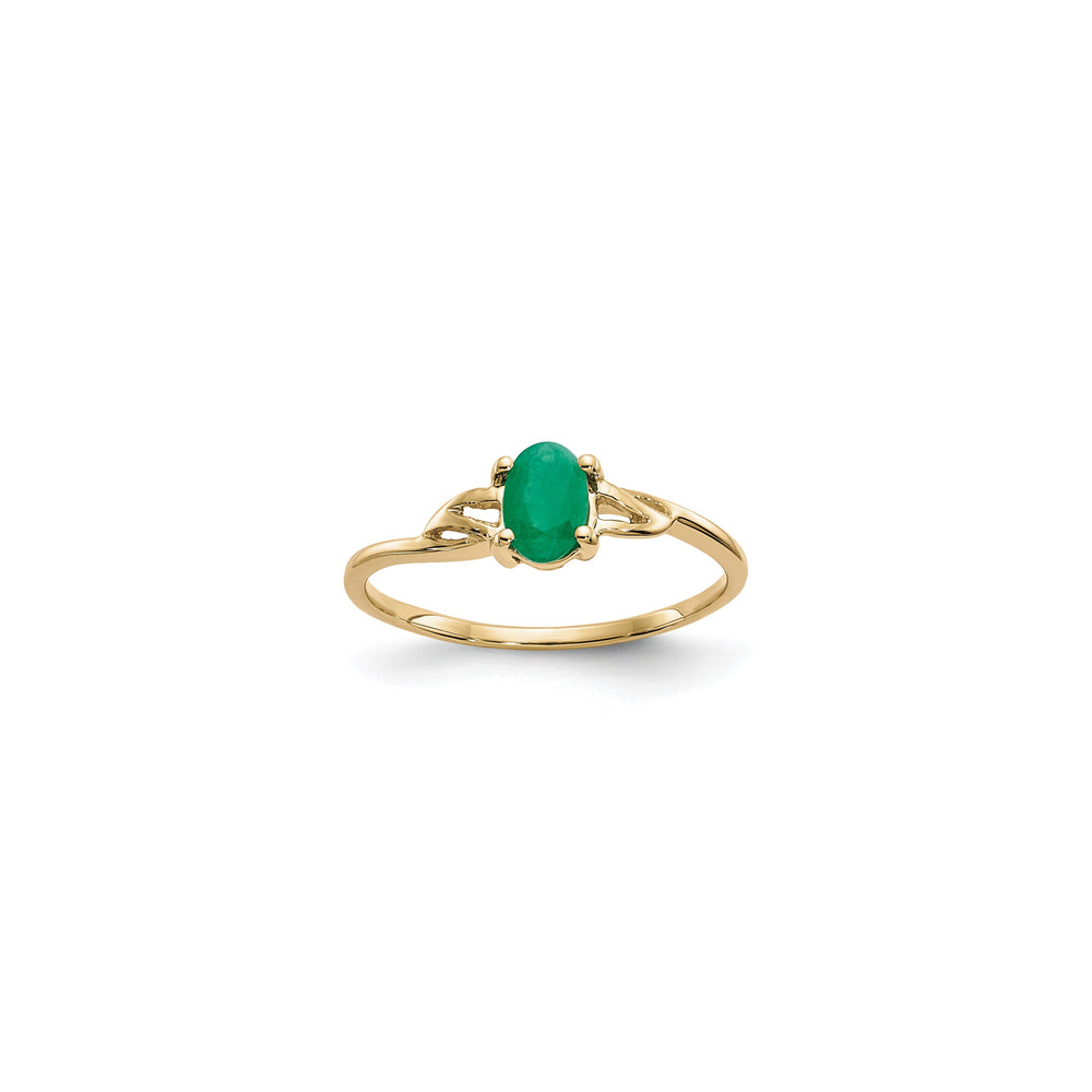 Oval Emerald Solitaire Ring (14K) front - Popular Jewelry - New York