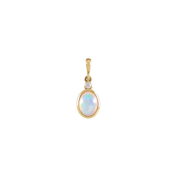 Oval Ethiopian Opal and Diamond Oval Pendant (14K) front - Popular Jewelry - New York