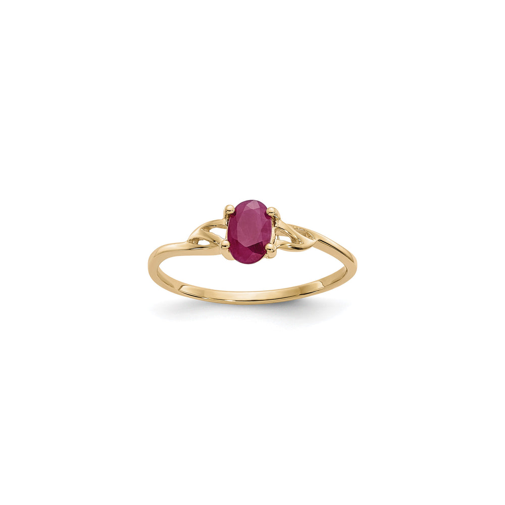 Oval Ruby Solitaire Ring (14K) front - Popular Jewelry - New York