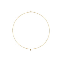 Round Diamond Solitaire Bezel-Set Paperclip Necklace (14K)