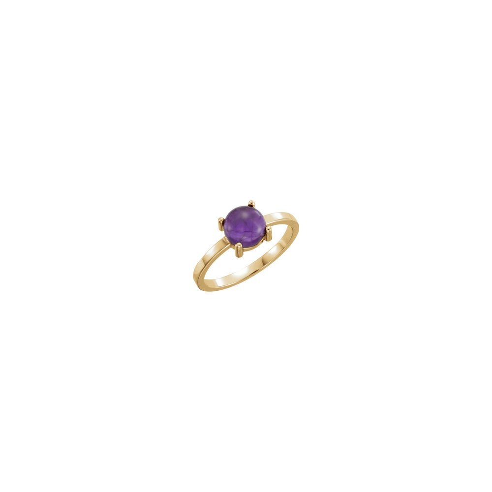 Round Natural Amethyst Cabochon Ring (14K) main - Popular Jewelry - New York