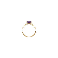 Round Natural Amethyst Cabochon Ring (14K) setting - Popular Jewelry - New York