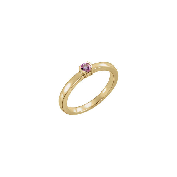 Round Natural Pink Tourmaline Stackable Ring (14K) main - Popular Jewelry - New York