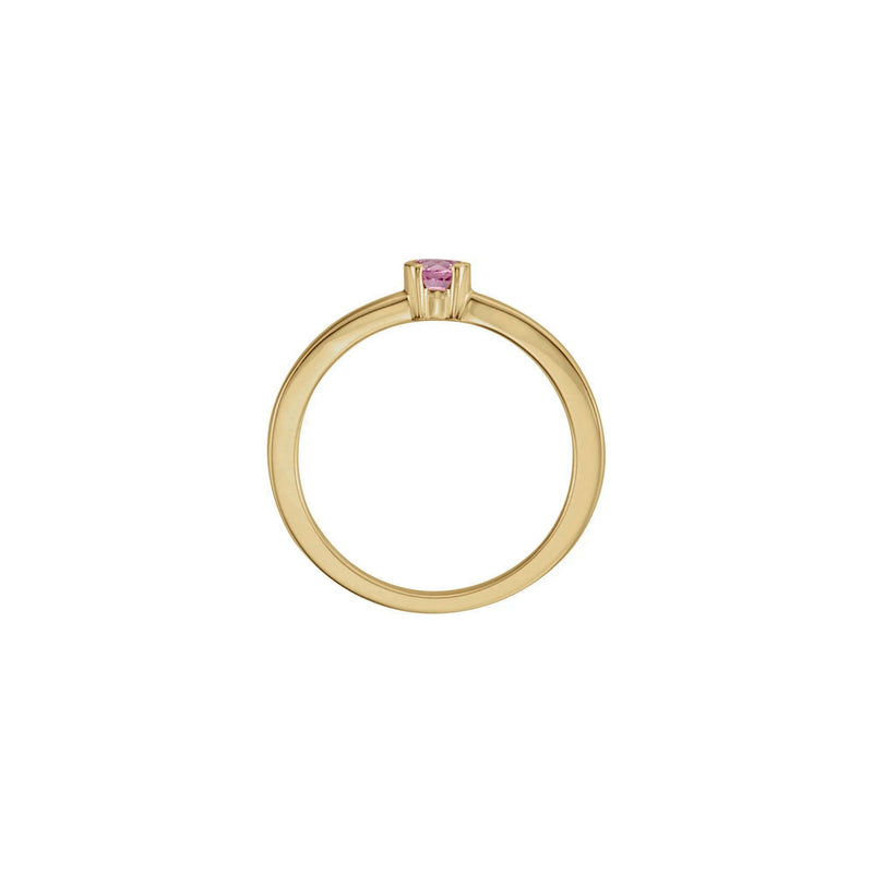 Round Natural Pink Tourmaline Stackable Ring (14K) side - Popular Jewelry - New York