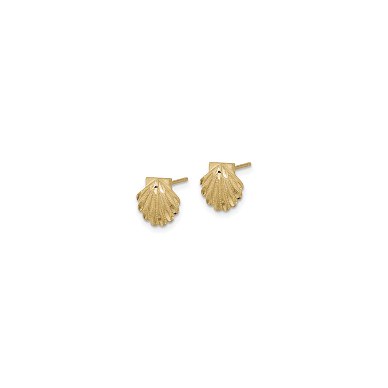 Satin Diamond-Cut Seashell Stud Earrings (14K) diagonal - Popular Jewelry - New York