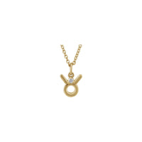 Taurus Zodiac Sign Diamond Solitaire Necklace (14K) front - Popular Jewelry - New York