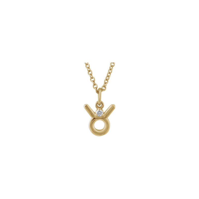 Taurus Zodiac Sign Diamond Solitaire Necklace (14K) front - Popular Jewelry - New York
