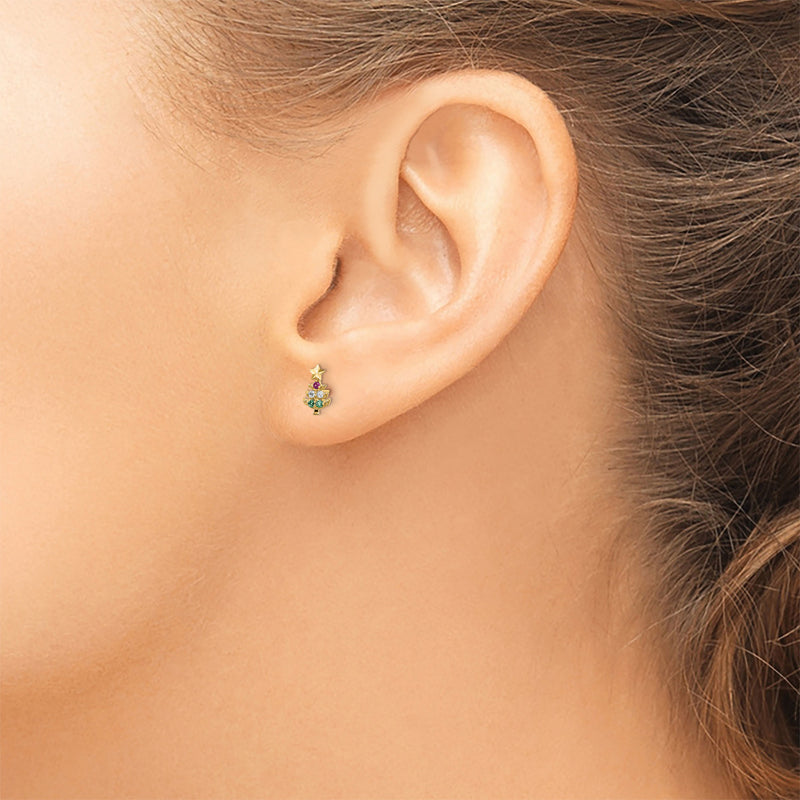 Tiny Christmas Tree Stud Earrings (14K) preview  - Popular Jewelry - New York