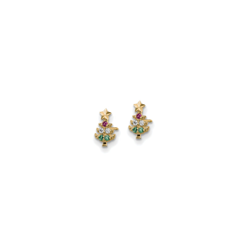Tiny Christmas Tree Stud Earrings (14K) side - Popular Jewelry - New York