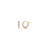 Tri-Color Bamboo Hoop Earrings (14K) 20 mm