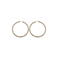 Tri-Color Bamboo Hoop Earrings (14K) 50 mm
