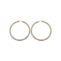 Tri-Color Bamboo Hoop Earrings (14K) 60 mm