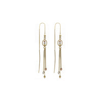 Tricolor Beads in Oval Frame Threader Earrings (14K) Popular Jewelry - New York