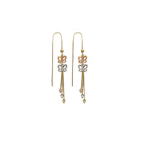 Tricolor Double Butterfly and Beads Threader Earrings (14K) Popular Jewelry - New York