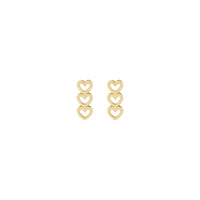 Triple Heart Outline Stud Earrings (14K) front - Popular Jewelry - Niu Yoki