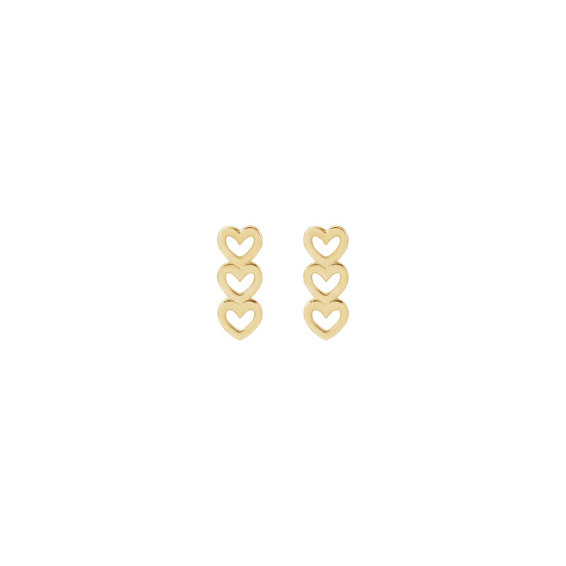 Triple Heart Outline Stud Earrings (14K) front - Popular Jewelry - New York