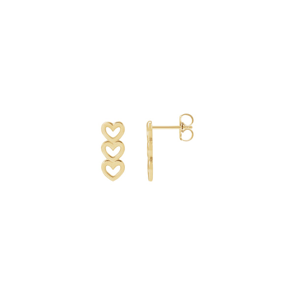 Triple Heart Outline Stud Earrings (14K) main - Popular Jewelry - New York
