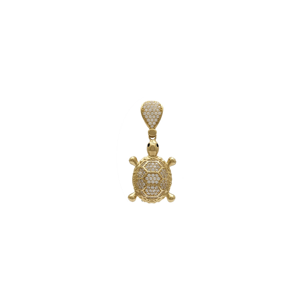 Turtle with CZ Accented Shell Pendant (14K) Popular Jewelry - New York