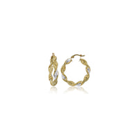 Two-Tone Twisted Diamond-Cut Hoop Earrings (14K) 5x30mm