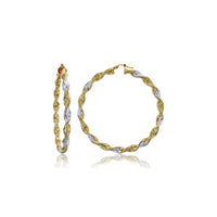 Two-Tone Twisted Diamond-Cut Hoop Earrings (14K) 5x60mm