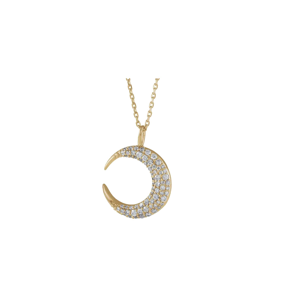 White Diamond Crescent Moon Necklace (14K)