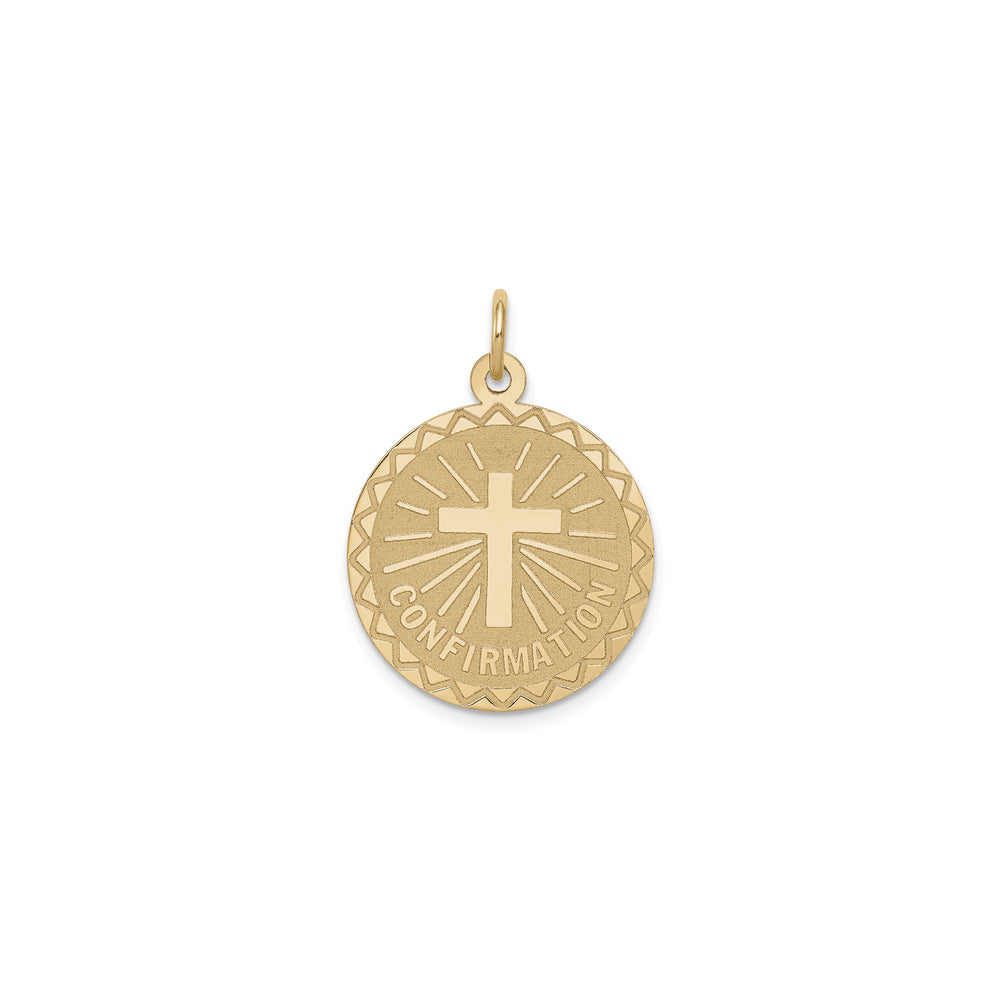 Zigzag Patterned Engravable Confirmation Medal (14K) front - Popular Jewelry - New York