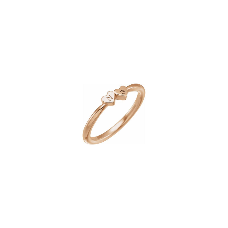 2-Heart Engravable Ring (Rose 14K) engraved - Popular Jewelry - New York