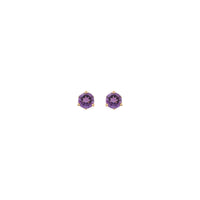 4 mm Natural Round Amethyst Stud Earrings (Rose 14K) front - Popular Jewelry - New York