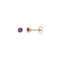 4 mm Natural Round Amethyst Stud Earrings (Rose 14K) main - Popular Jewelry - New York