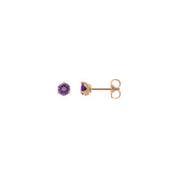 4 mm Round Natural Amethyst Stud Earrings (Rose 14K) main - Popular Jewelry - Niu Yoki
