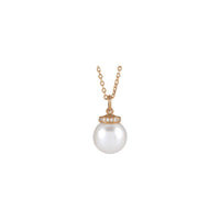 Akoya Pearl Diamond Necklace (Rose 14K) front - Popular Jewelry - New York