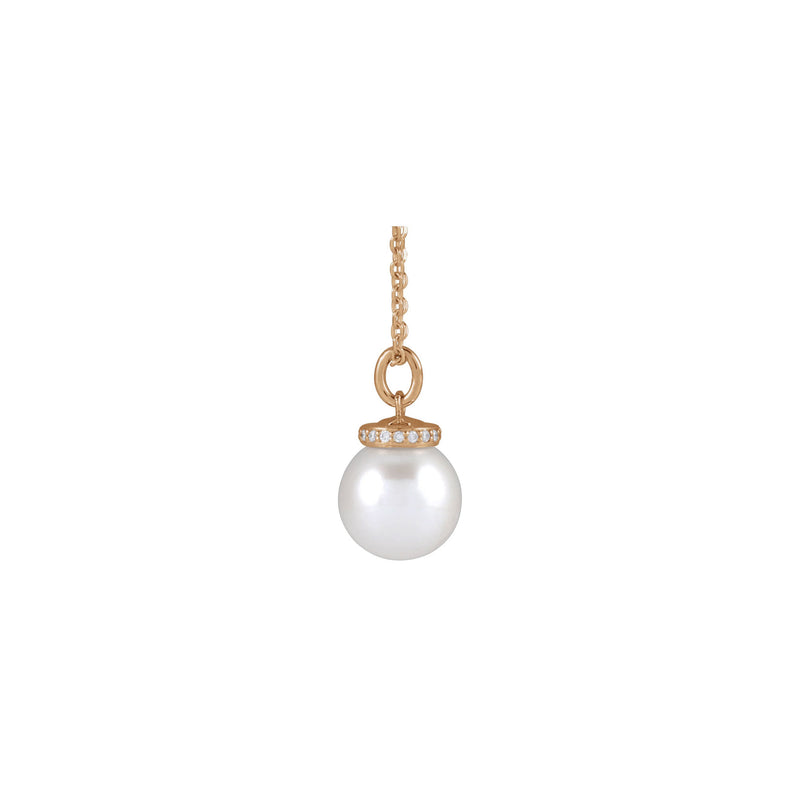 Akoya Pearl Diamond Necklace (Rose 14K) side - Popular Jewelry - New York