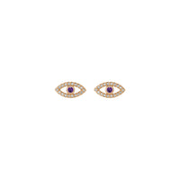 Amethyst und weißer Saphir Evil Eye Ohrstecker (14K Rose) vorne - Popular Jewelry - New York