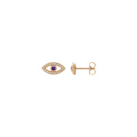 Amethyst and White Sapphire Evil Eye Stud Earrings (14K Rose) main - Popular Jewelry - New York