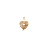 Angel Wing Heart Pendant (Rose 14K) front - Popular Jewelry - New York