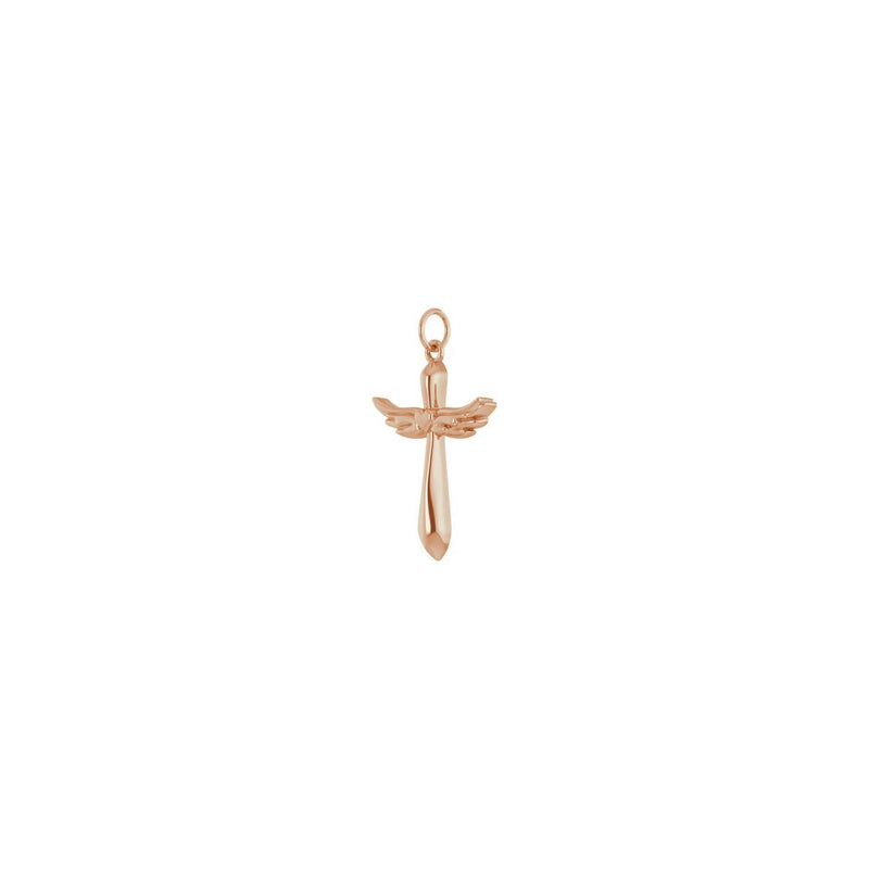 Angel Wings Heart Cross Pendant (Rose 14K) diagonal - Popular Jewelry - New York