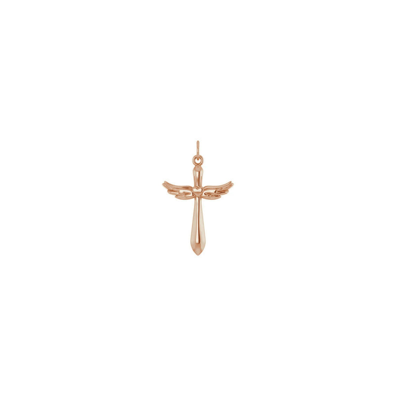 Angel Wings Heart Cross Pendant (Rose 14K) front - Popular Jewelry - New York