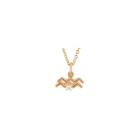 Diamantna ogrlica z znakom Aquarius (Roza 14K) spredaj - Popular Jewelry - New York
