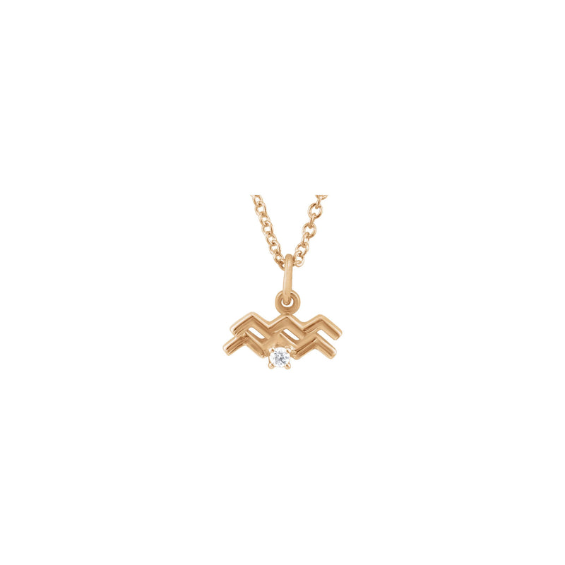 Aquarius Zodiac Sign Diamond Necklace (Rose 14K) front - Popular Jewelry - New York