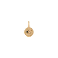 Black Spinel and White Diamond Aquarius Medallion Pendant (Rose 14K) front - Popular Jewelry - Нью-Йорк