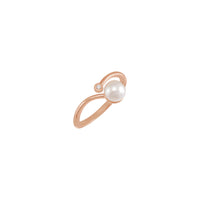 Kultivovaná perla Akoya s prírodným diamantovým prsteňom voľného tvaru (Rose 14K) hlavná - Popular Jewelry - New York