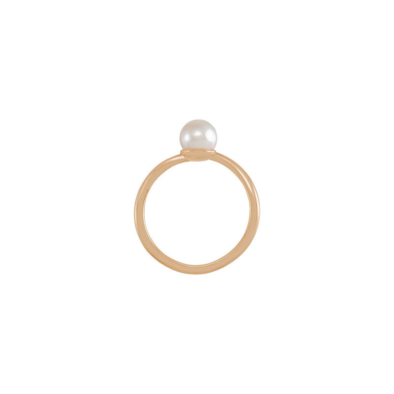 Cultured Akoya Pearl with Natural Diamond Freeform Ring (Rose 14K) setting - Popular Jewelry - New York