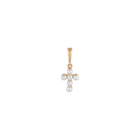 養殖白籽珍珠十字吊墜（玫瑰色 14K）正面 - Popular Jewelry - 紐約
